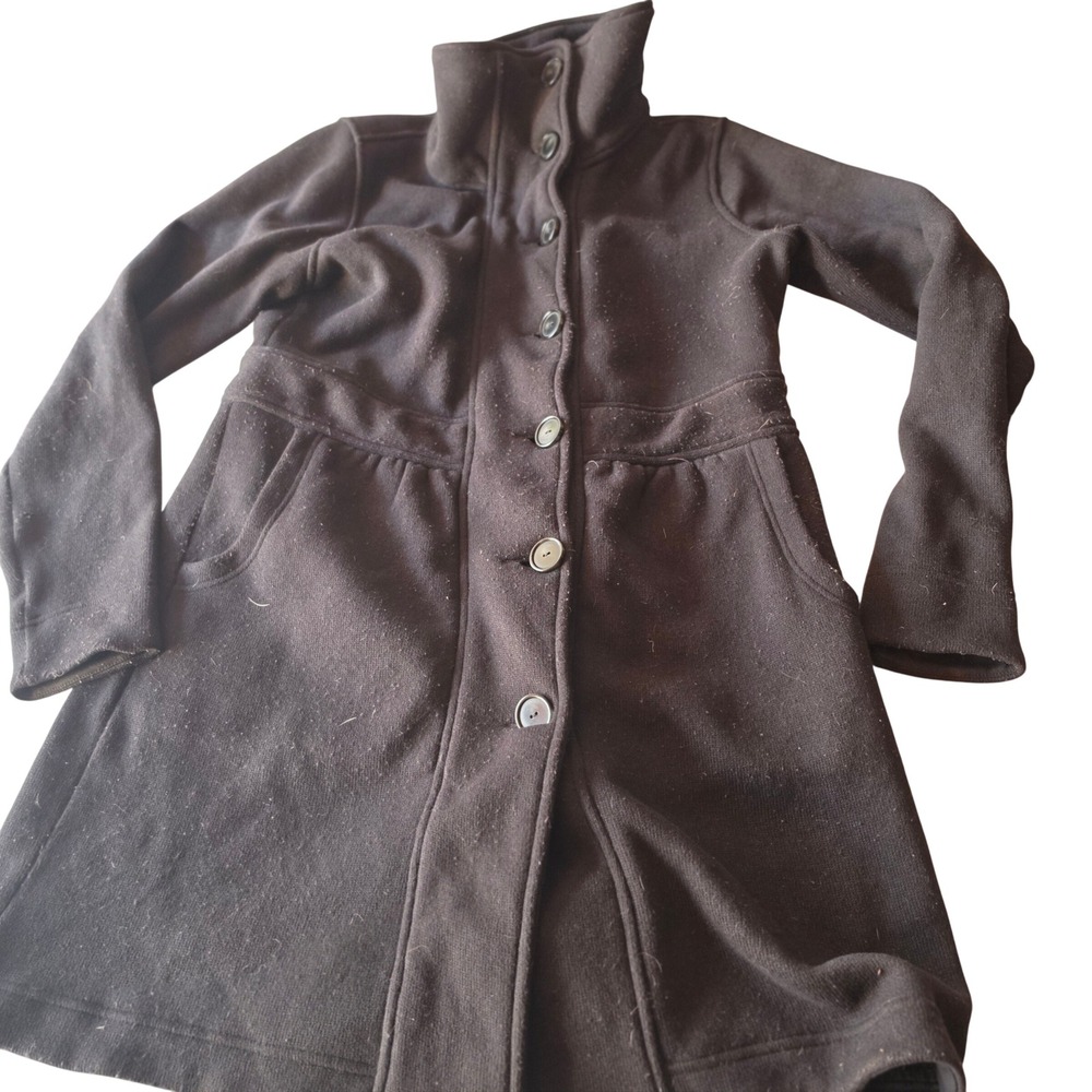 Patagonia Better Sweater Coat Women XL Black Button Down Fleece Jacket Long